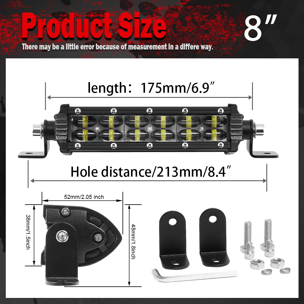 Fit Can-am Defender HD8/HD9/HD10 Roof 52"+8" LED Light Bar Wire+3" Cube Pods Kit