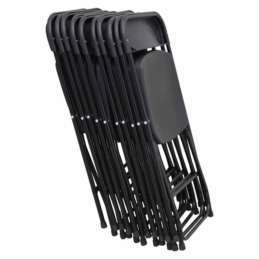 New Black Plastic Folding Chairs Stackable Chairs Enlarged Surface 10pcs/set