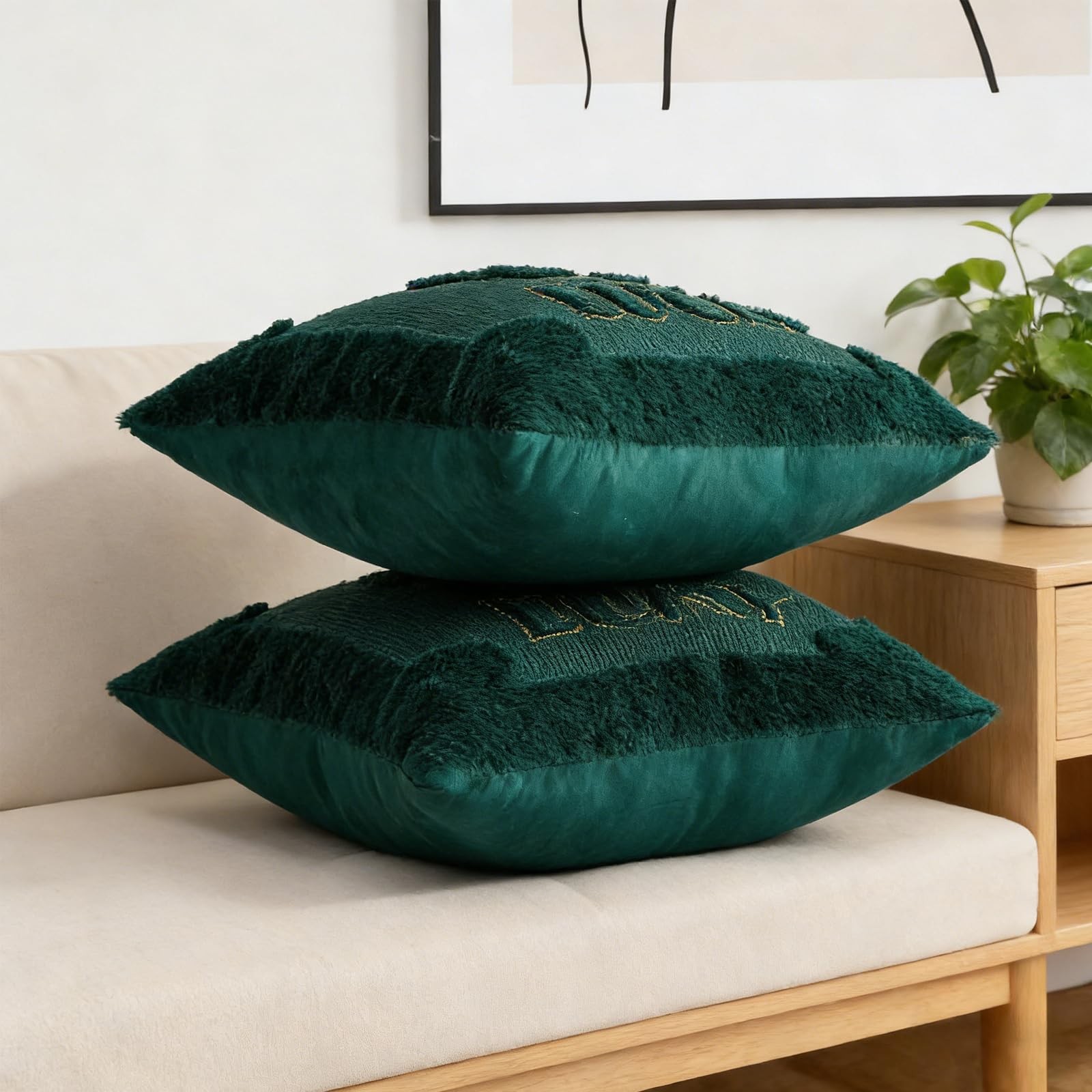RumonZS St Patricks Day Shamrock Throw Pillow 1" x (Pack of 2), Green