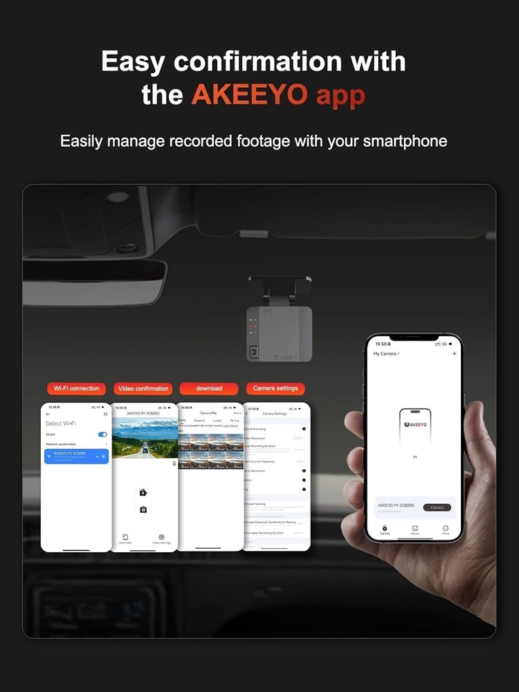 P1 Dash Cam - Loop Recording, Easy App Control, Full HD Safety Solution