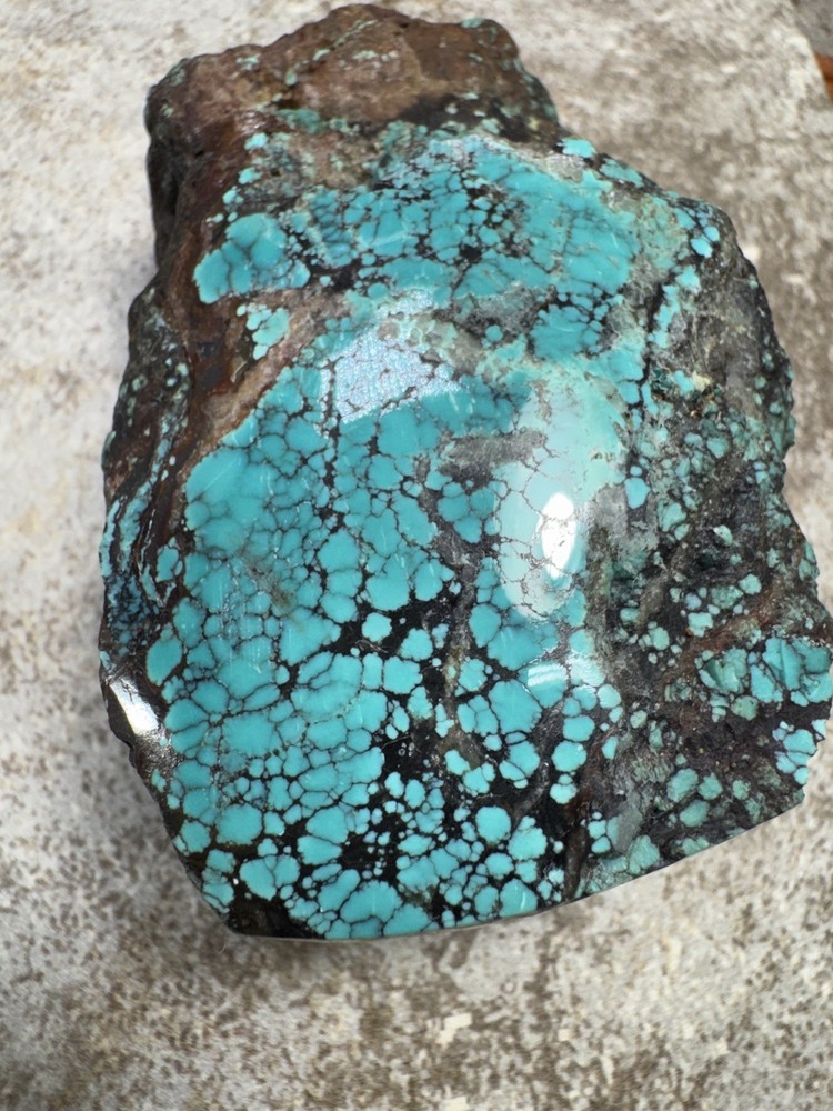 Hubei turquoise stabilized nugget solid spiderwebs all the way through