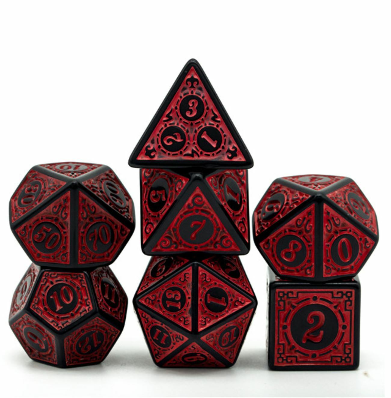 Antique Red 7-Piece Polyhedral RPG Dice Set for DnD Pathfinder