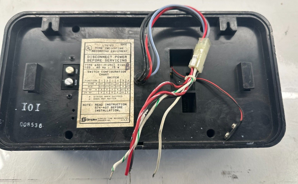 SIMPLEX TIME INDICATING RECORDING EQUIPMENT TYPE 6301-9125