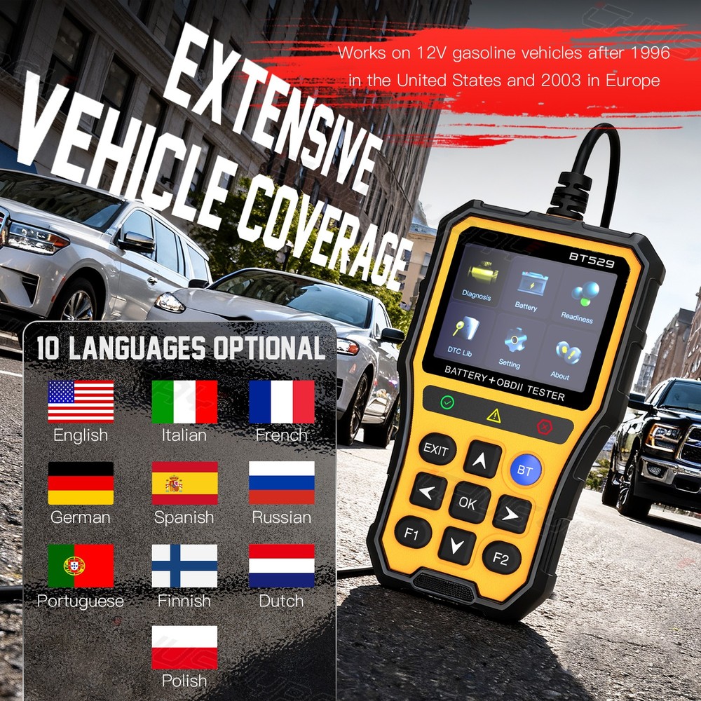 CHUSYYRAY Car Diagnostic Tool OBD2 Scanner SRS ABS ENGINE AT Code Reader