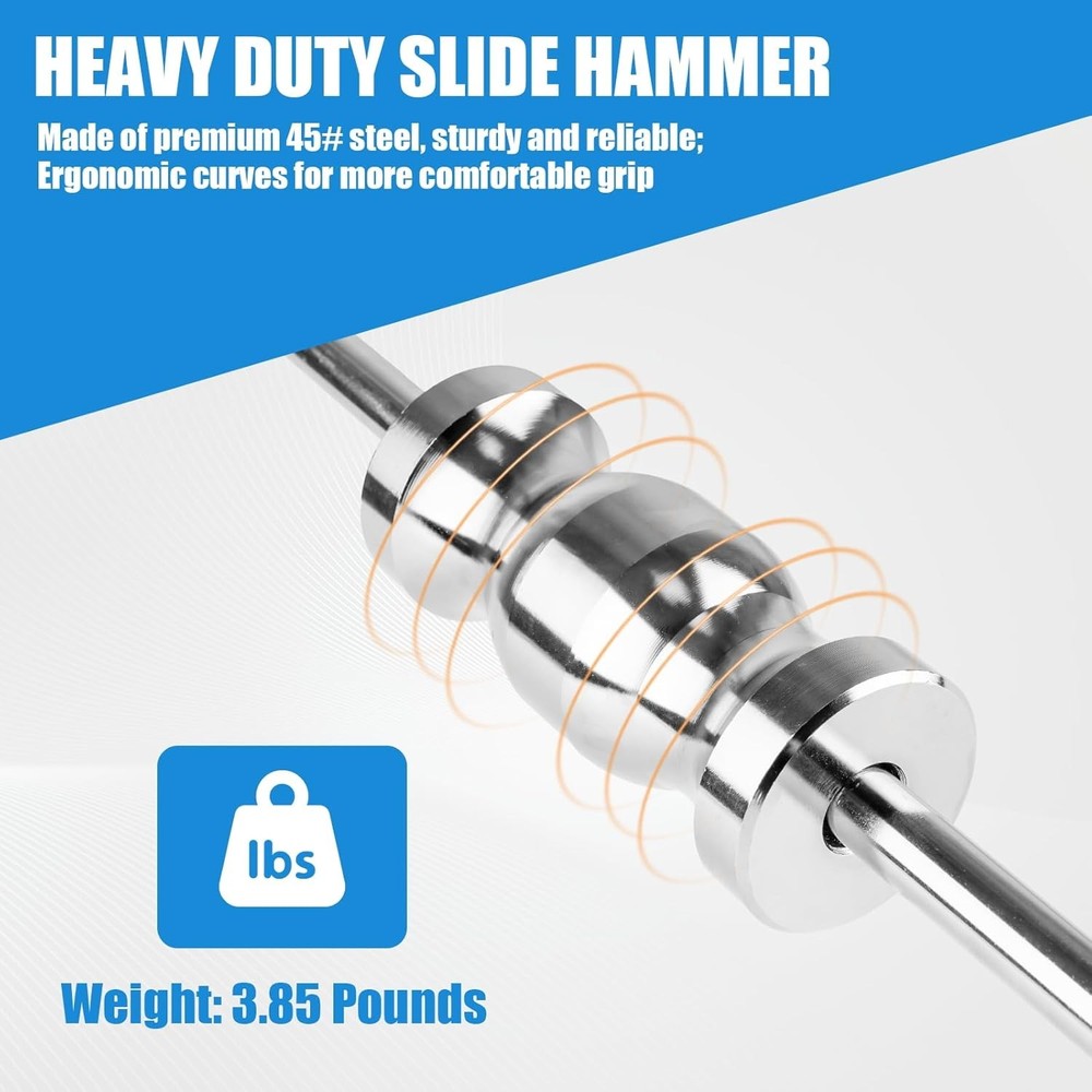 Clatoon Inner CV Axle Puller Tool with 5/8"-18 Slide Hammer, Slide Hammer Puller
