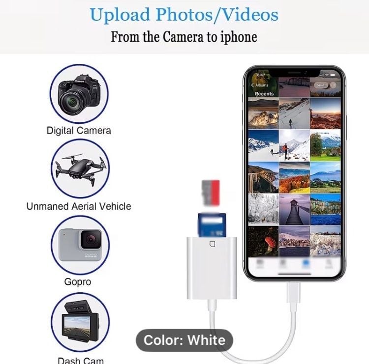 Lightning to SD Card Camera Reader Adapter for iPhone and iPad