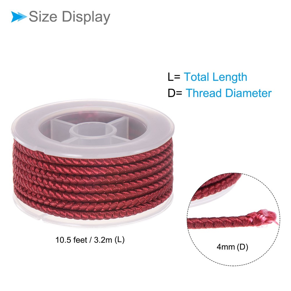 Nylon Thread 4mm 3.2m String for DIY Craft Dark Red