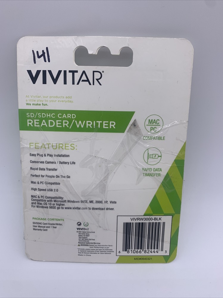 Vivitar Transfer It - SD/SDHC Card Reader/Writer MAC/PC