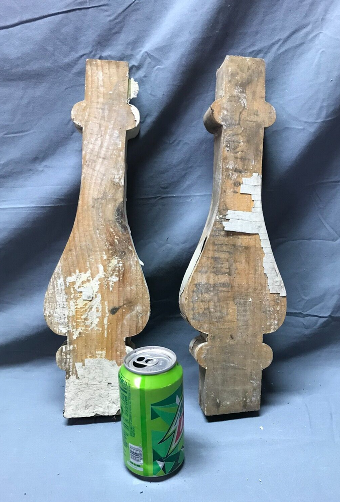 VTG Pair Destressed Gingerbread Thick Flat Balusters More Available Old 1657-22B