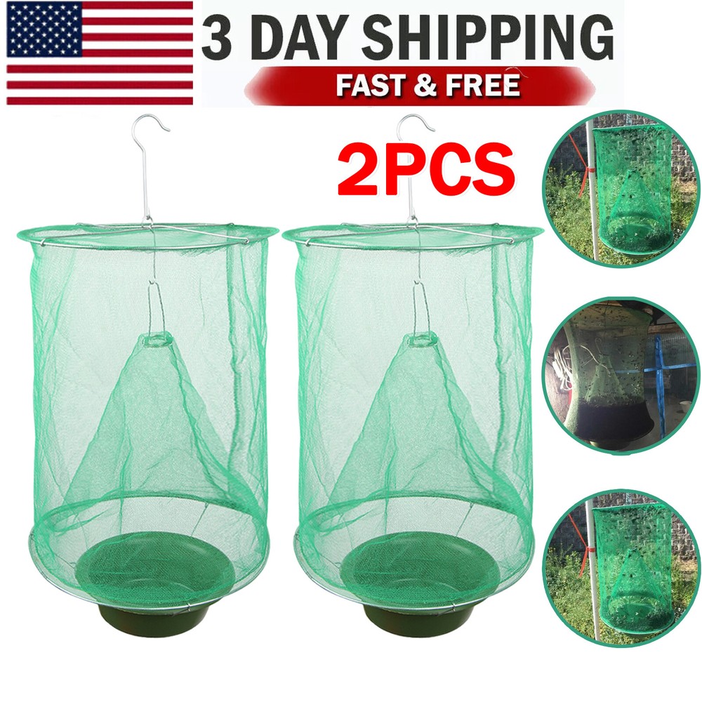 2x The Ranch Fly Trap Reusable Fly Catcher Killer Cage Net Trap Pest Bug Catch