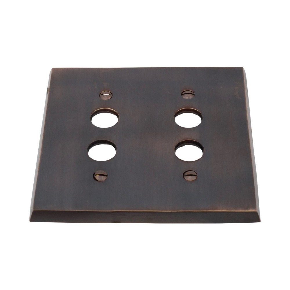 Bronze Two Gang Push Button Switch Plate Heavy Casting