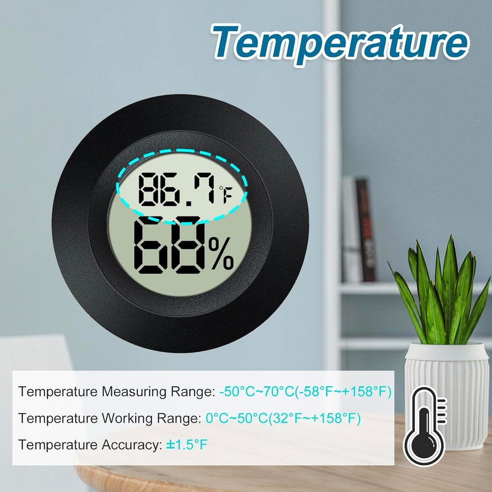 2 Pack Mini Digital Hygrometer Gauge Indoor Thermometer, LCD Back-2 pack