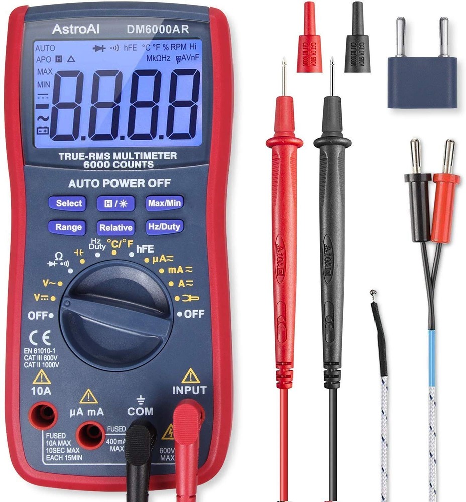 AstroAI Digital Multimeter Volt Meter 4000 Count and 6000 Bundle Red