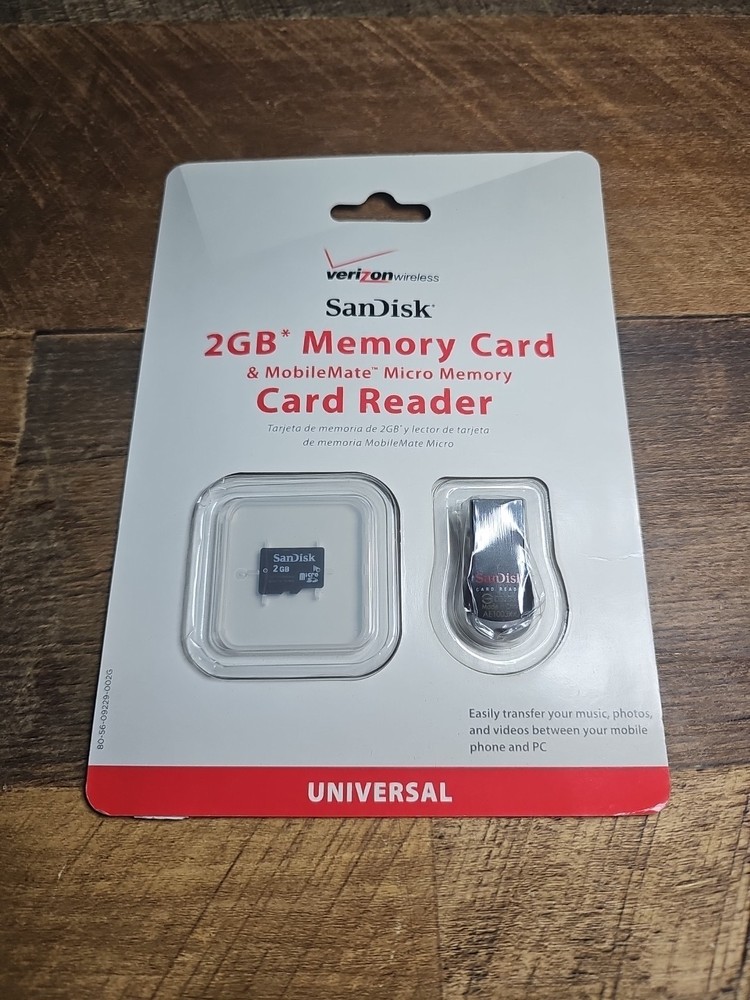 Verizon SanDisk 2GB Memory Card & MobileMate Micro Memory Card Reader
