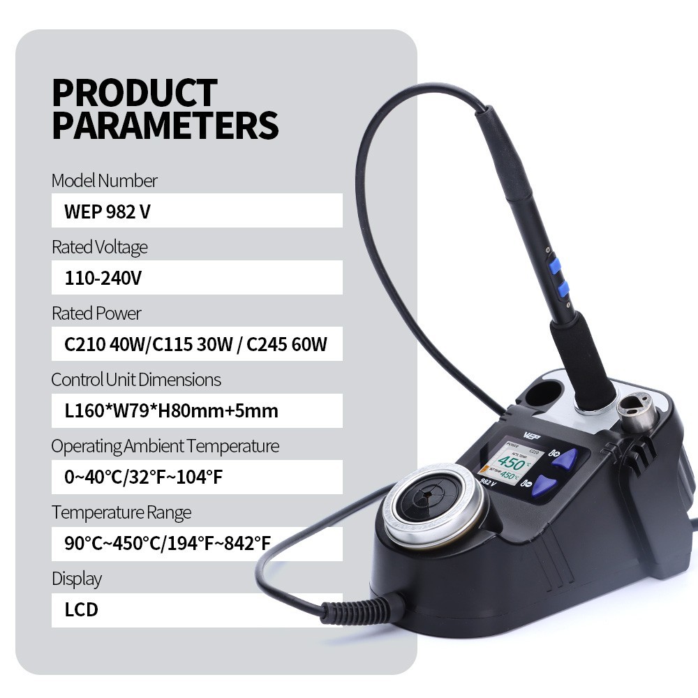 WEP 982V Precision Digital Soldering iron Station C245 ironTips soldering gun