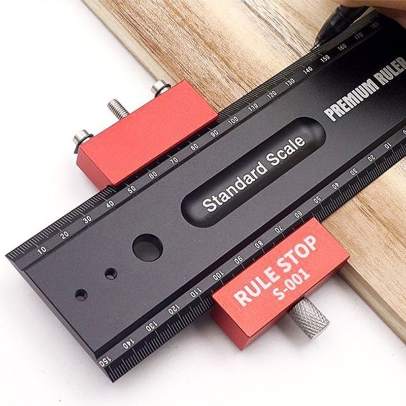 Versatile Aluminum Measuring Rule with Stoppers for Accurate Construction Work