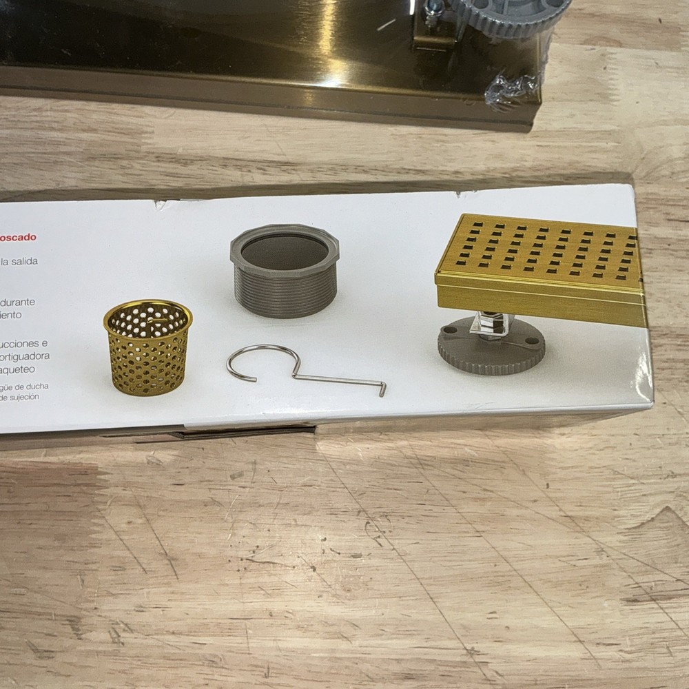Oatey Designline 24" Stainless Linear Shower Drain Square Pattern Brushed Gold