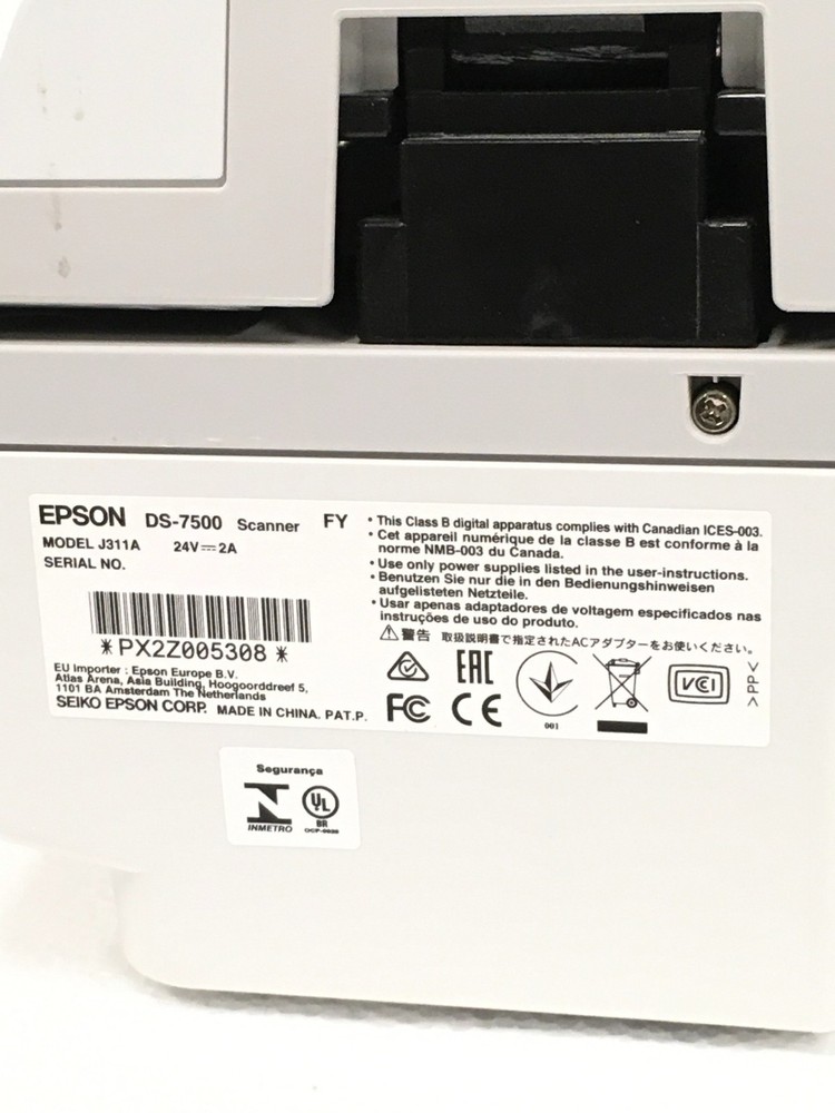 Epson WorkForce DS-7500 J311A Document Scanner w/ AC Adapter, 832 Scan Count