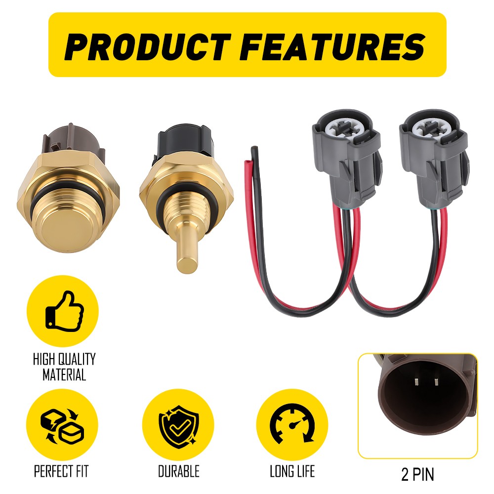 Cooling Fan Control Switch & Coolant Temperature Sensor with Wire Plug For Honda