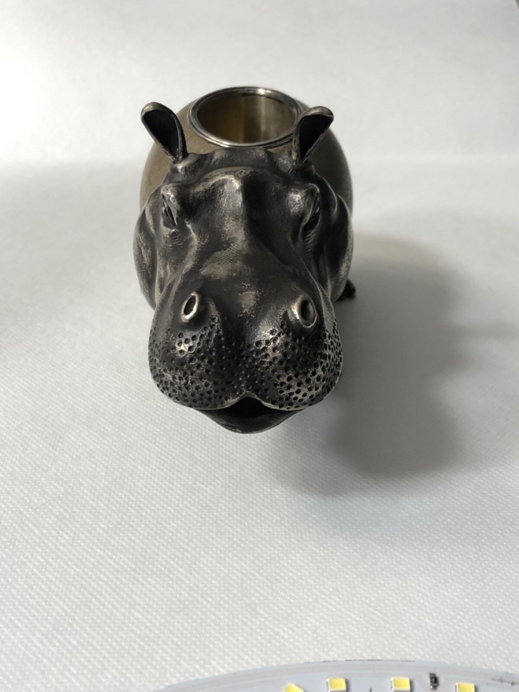Faberge sand stone silver-mounted match holder