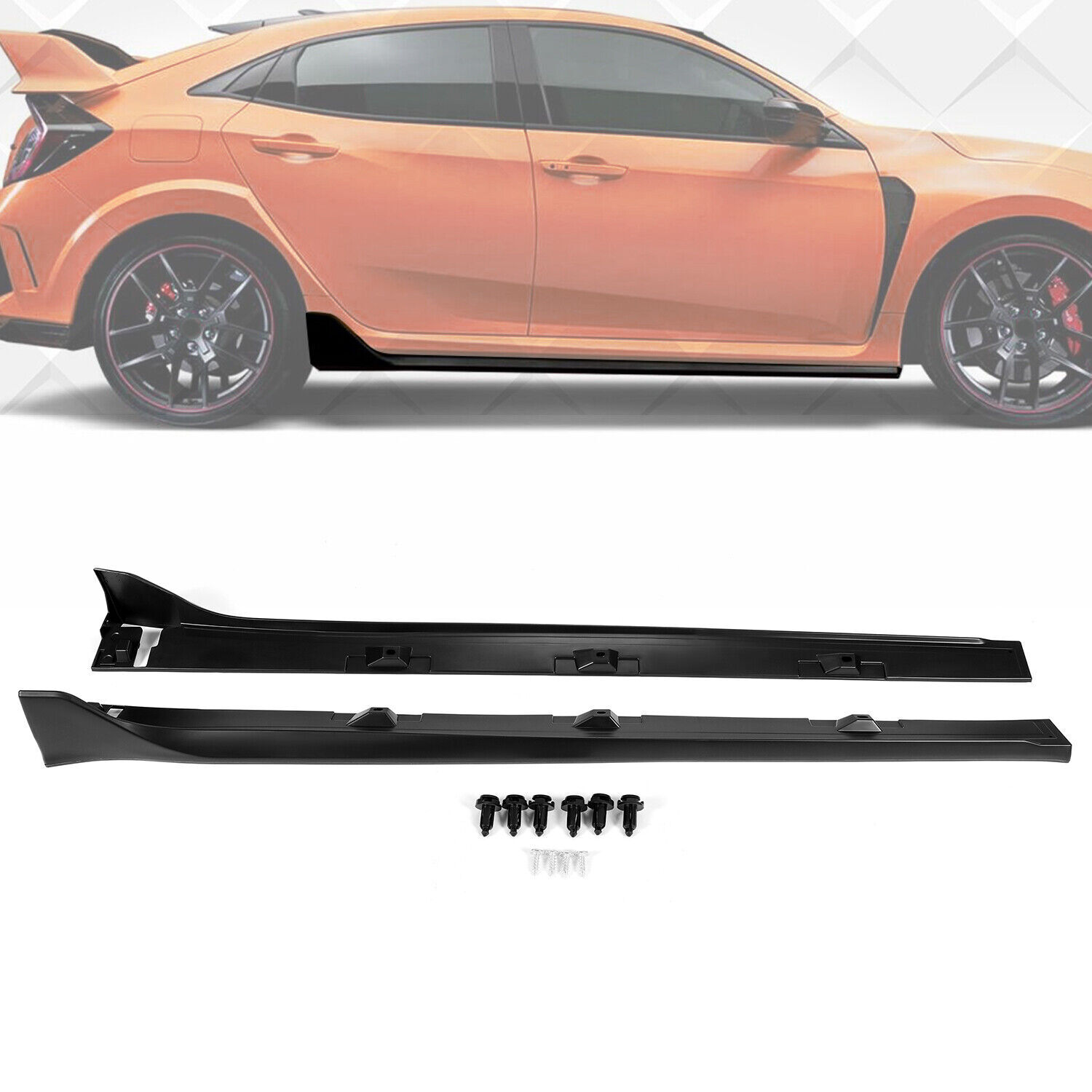 For Honda 2016-2021 Civic LX EX SI 4 DR Sedan Side Skirt Extension Type-R Style