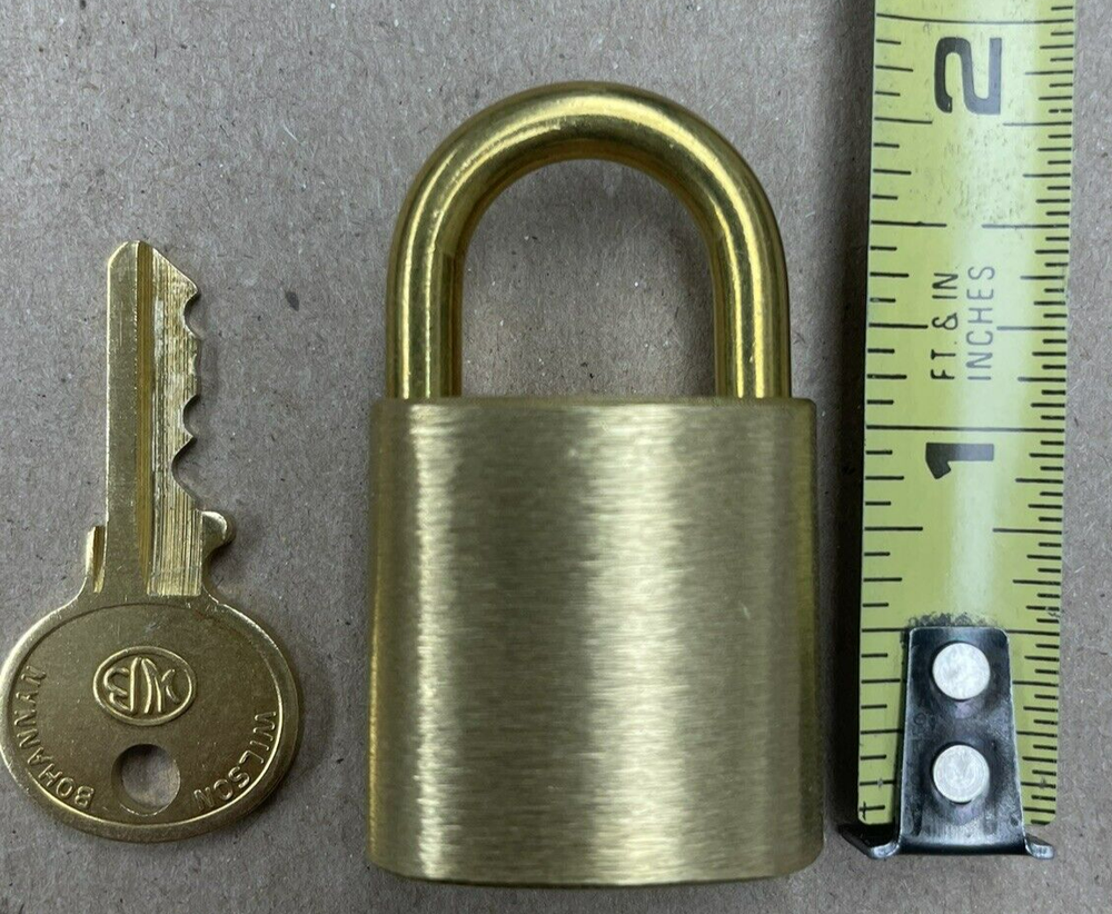Wilson Bohannan Pad Lock, Solid Brass, NEW with key