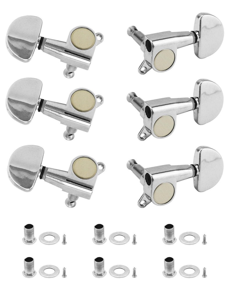 QWORK 6-Pack Guitar Tuning Pegs - Universal 3L+3R Machine Heads Knobs Tuning...