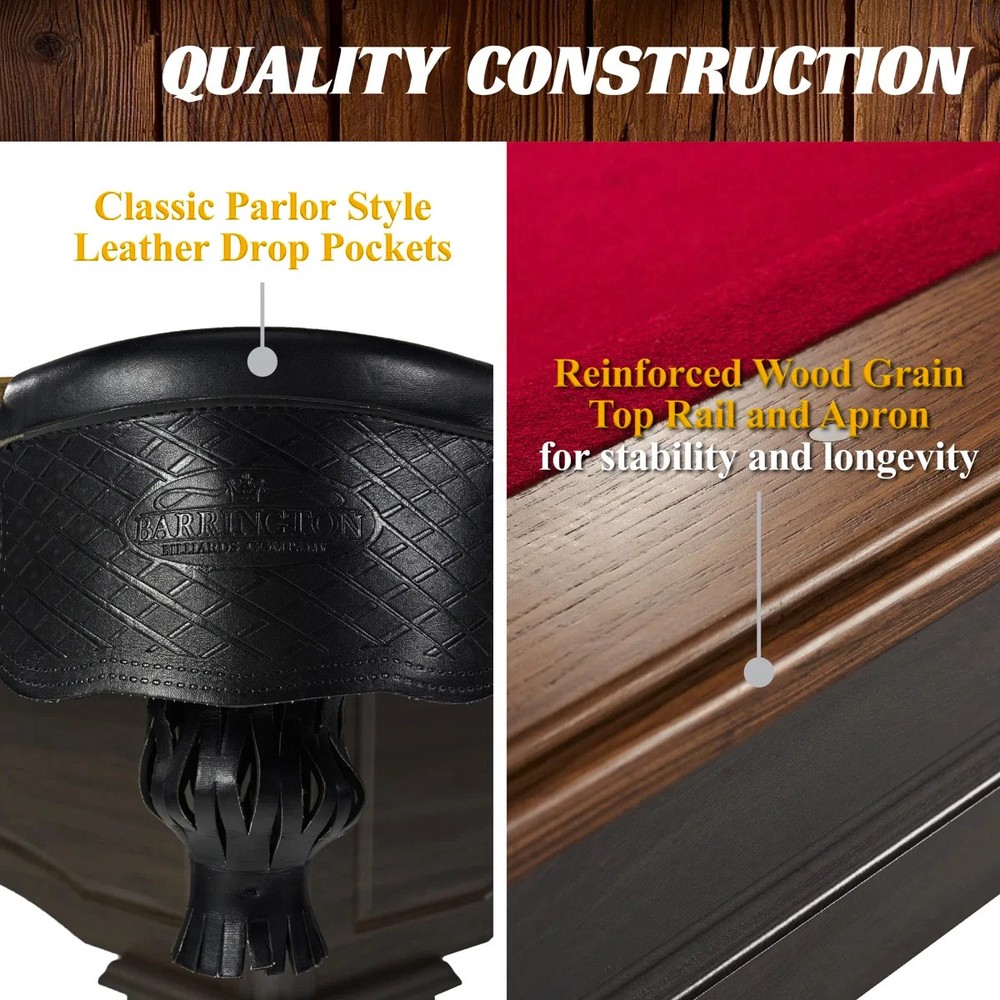 Pool Table (8 ft.) (Dark Brown/Red)