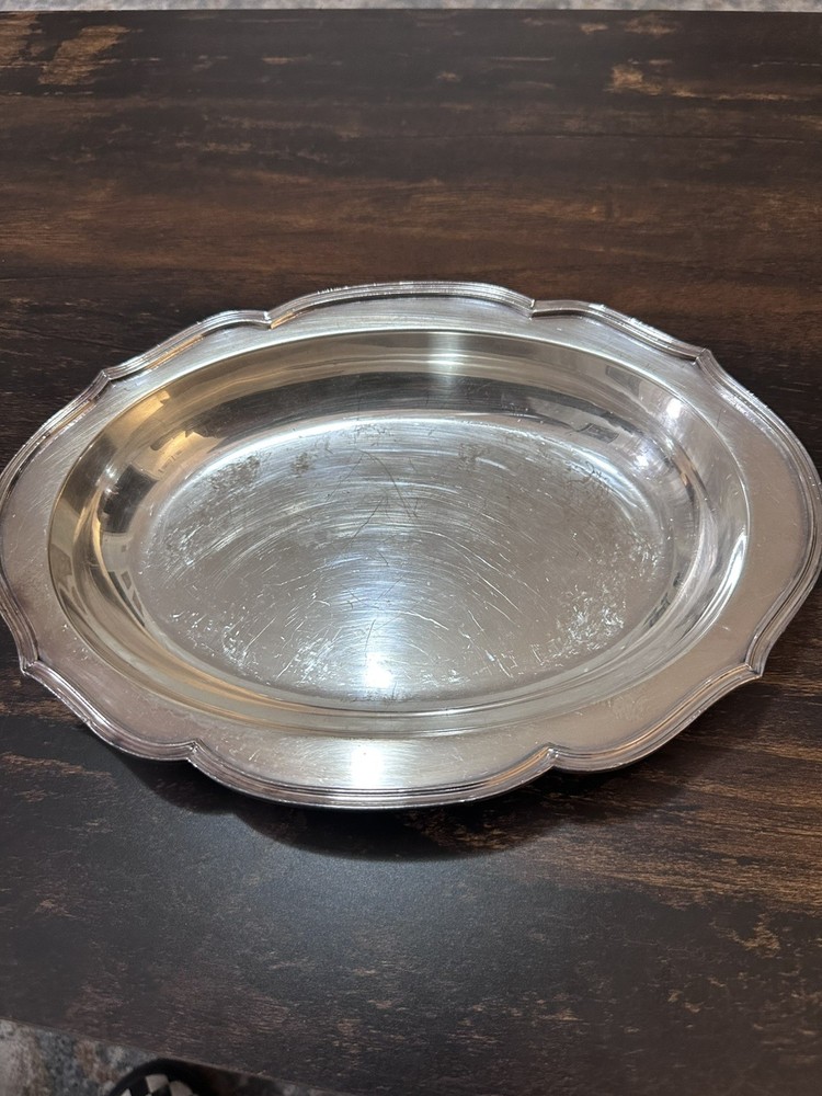 Oval silver plate Tray, Football Shape, Vintage