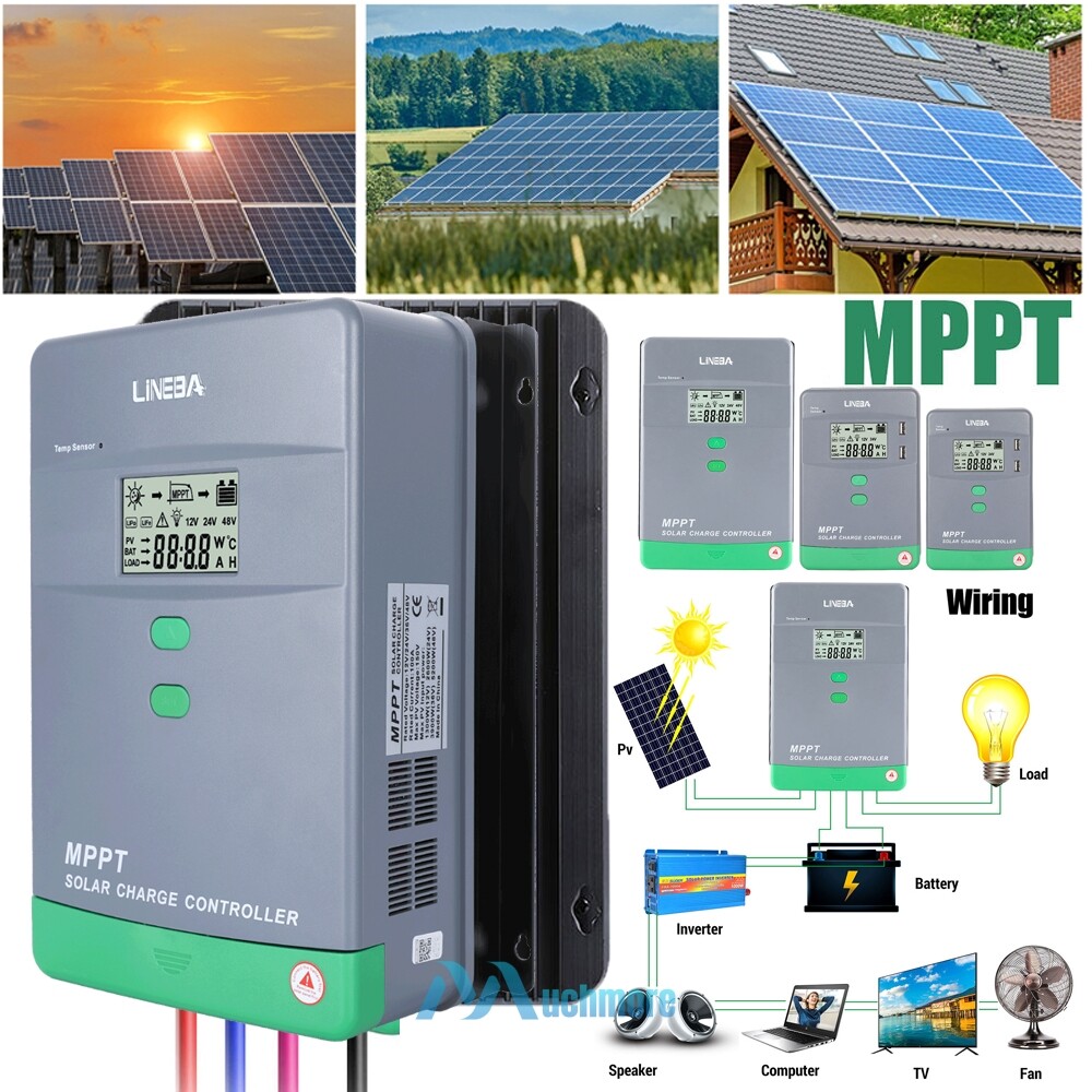 Solar Panel 100A MPPT Battery Charge Controller 12V/24V/36V/48V LCD Regulator