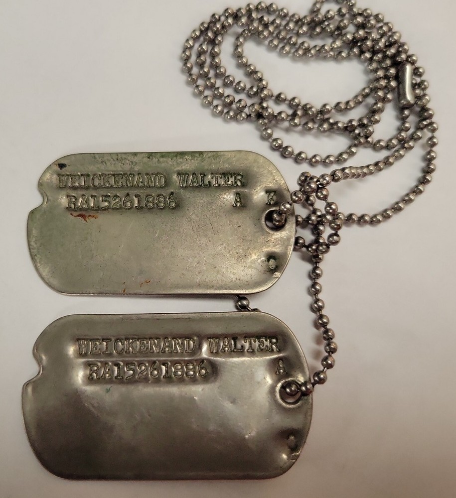 Korean War US Army Dog Tags on Chain Weickenand