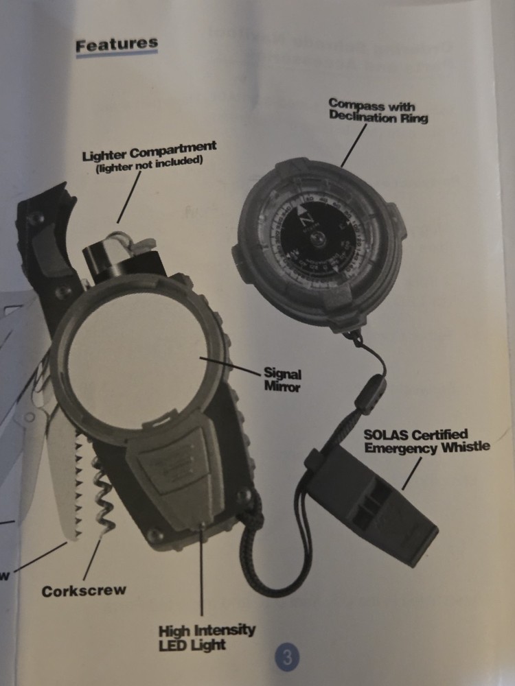 Schrade Model St 175 Tough Navitool W/ Compass, Whistle Red Light Paperwork