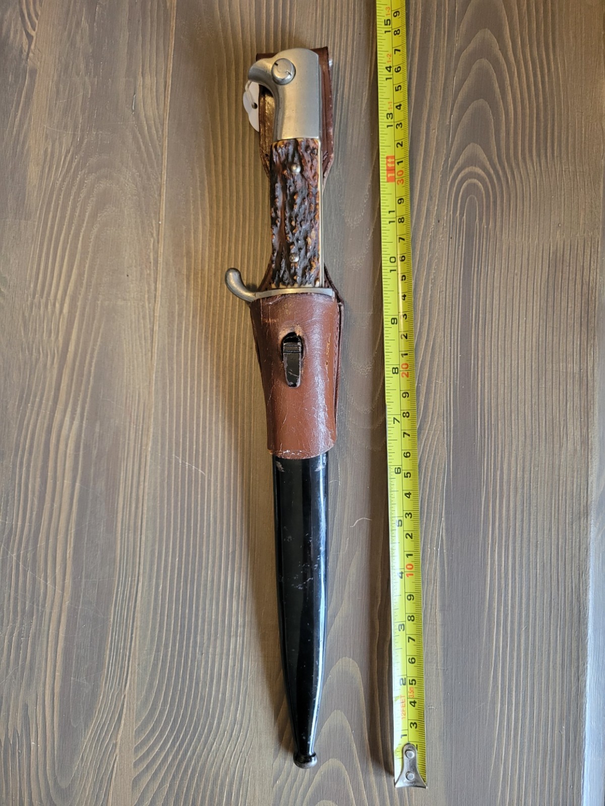 OUTSTANDING WWII German K98 Stag Handle Bayonet w/Brown Frog