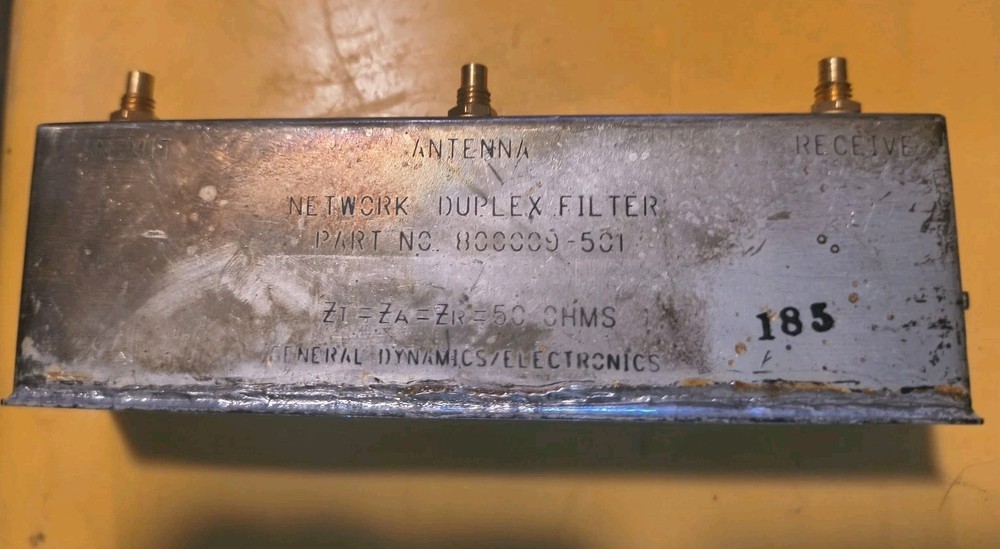 General Dynamics Nerwork Duplex Filter Part# 800009-501, 50 Ohms- 185