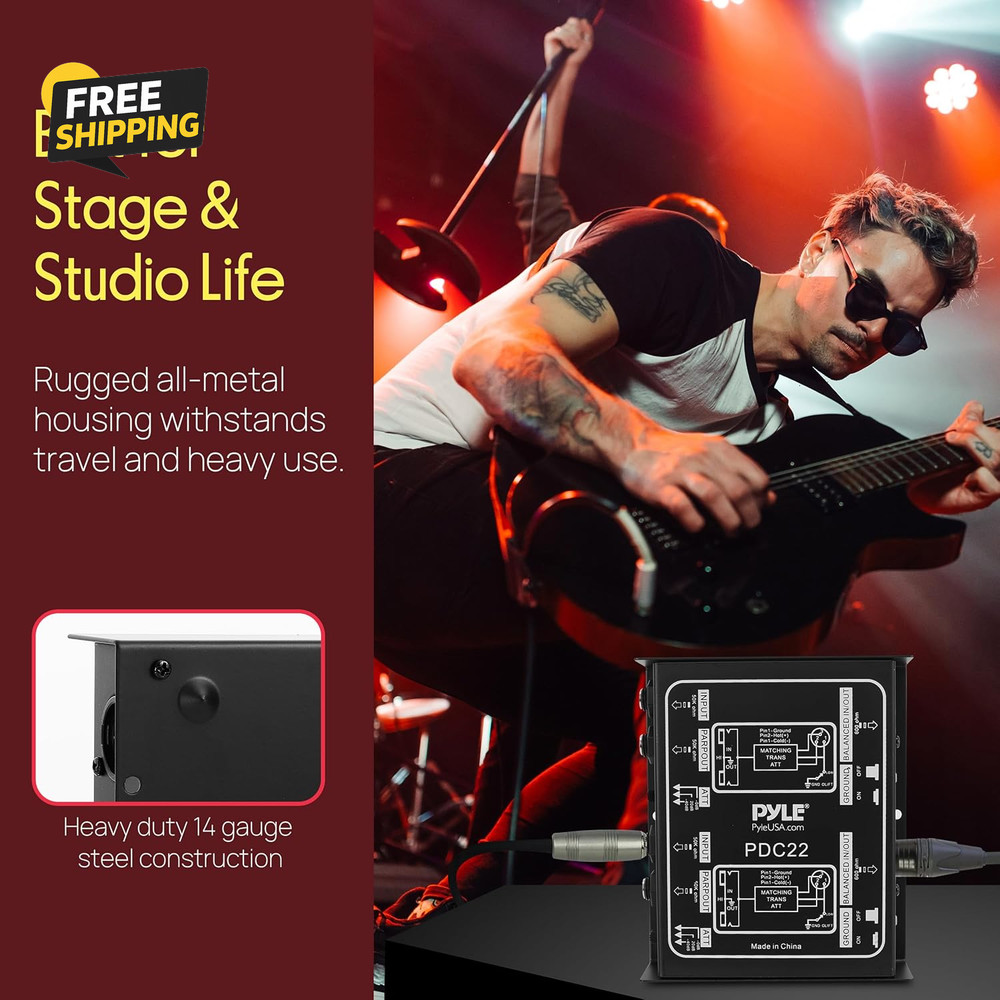 -PRO Premium Direct Injection Audio Box - Passive DI Unit Hum W/ Input