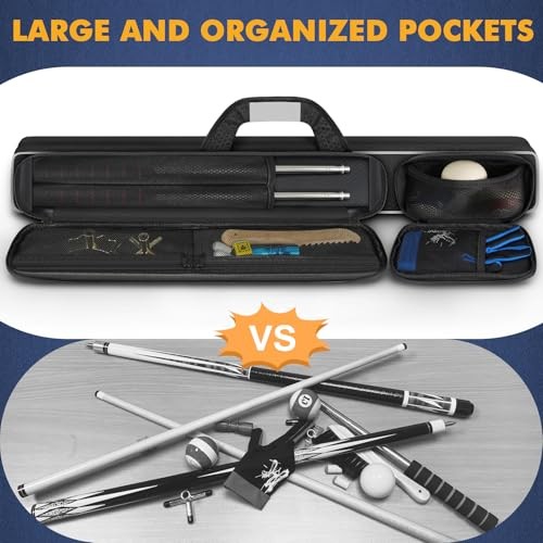 Pool Cue Case, Pool Stick Case 2x2 Holds 2 Sticks with 2 Accessory Red/Black