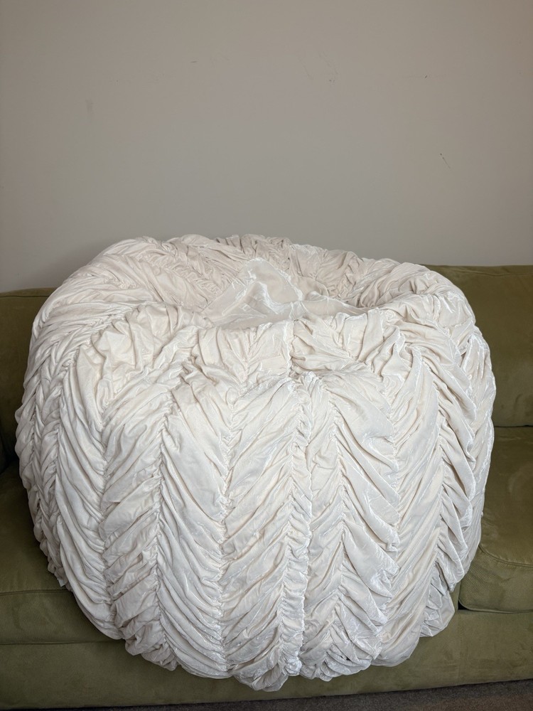 pottery barn Large LoveShackFancy Smocked Velvet Bean Bag Chair & Cover