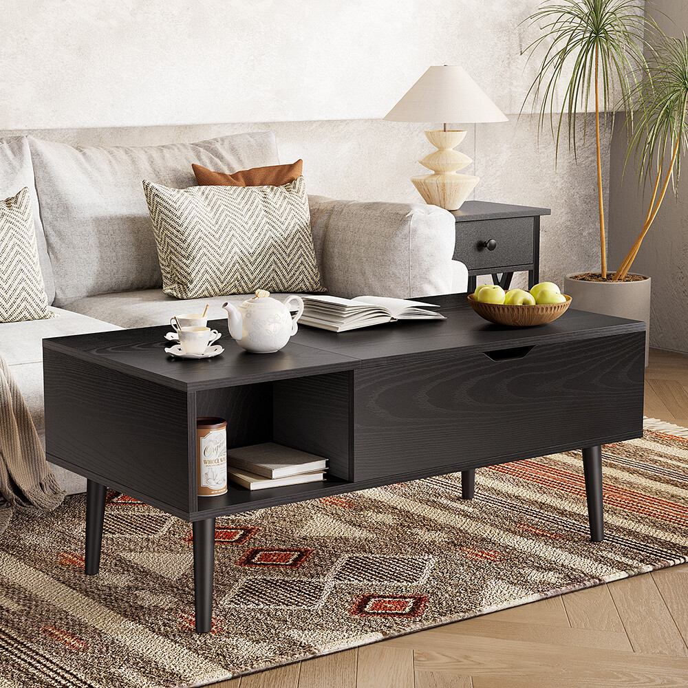 Lift Top Coffee Table for Living Room with Storage Shelf, Hidden Compartment