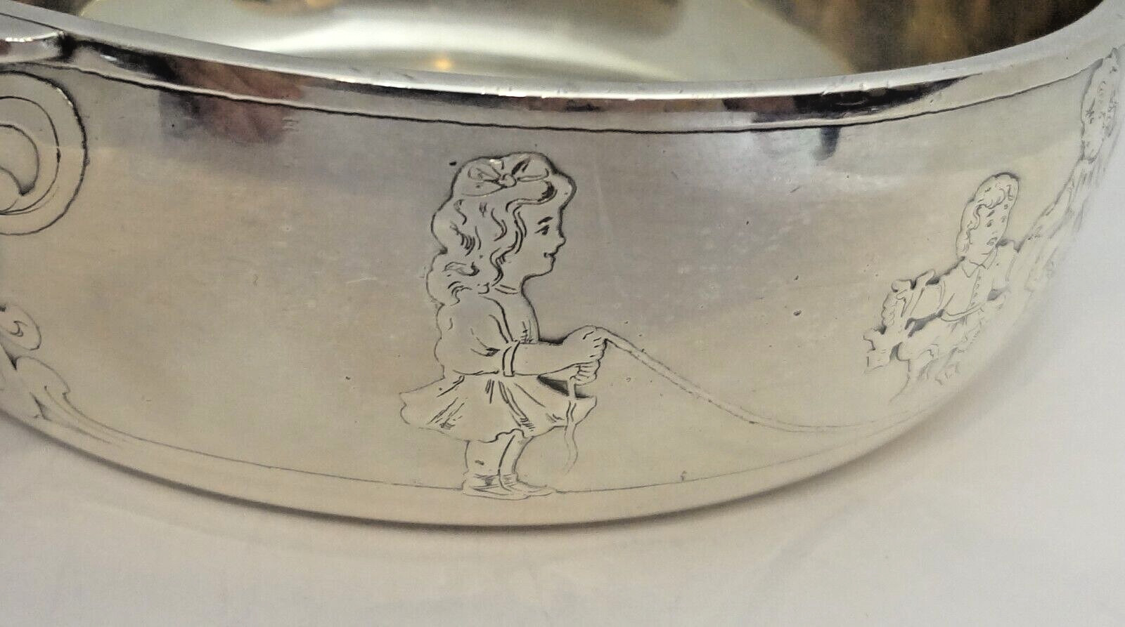 TIFFANY & Co John C Moore II Sterling Silver Porringer Children Playing 287.4 GR
