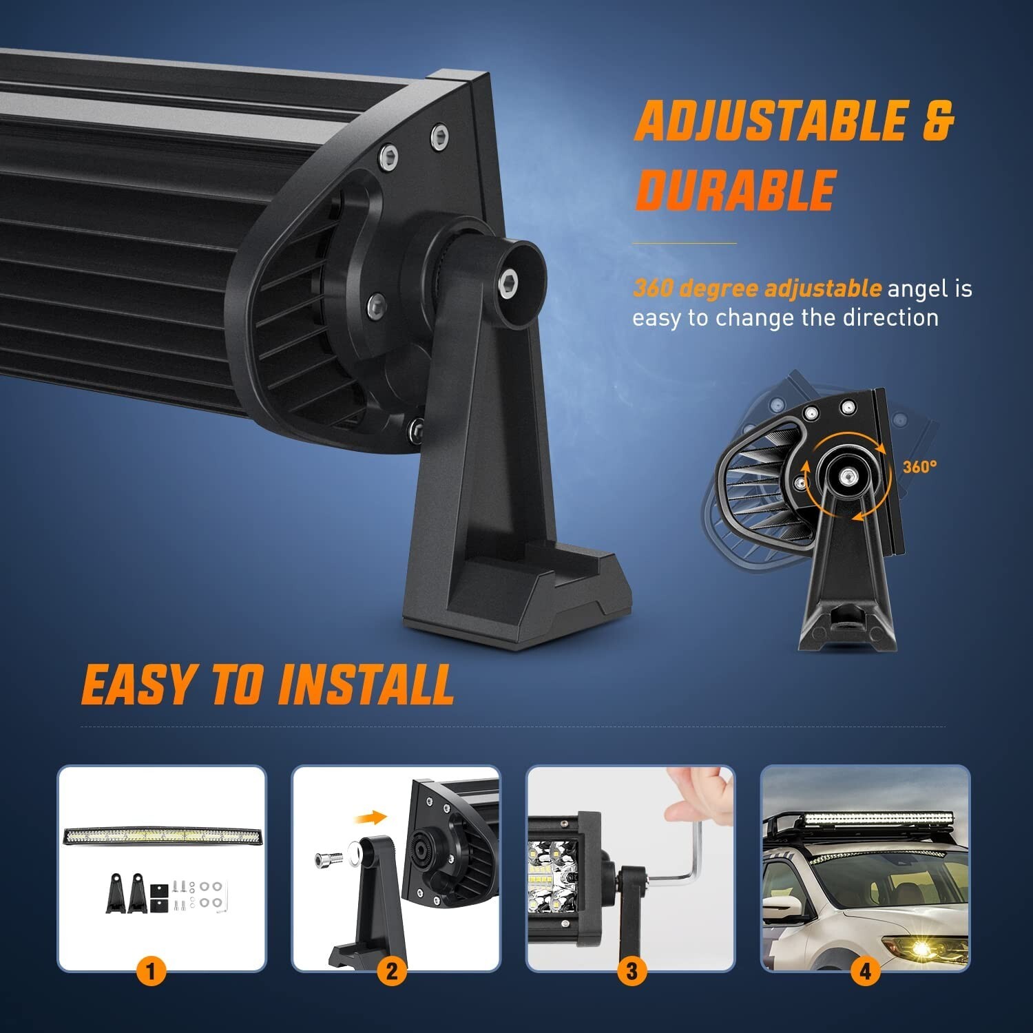 Nilight 50 Inch LED Light Bar Curved Triple Row Spot Flood Combo LED Work Light