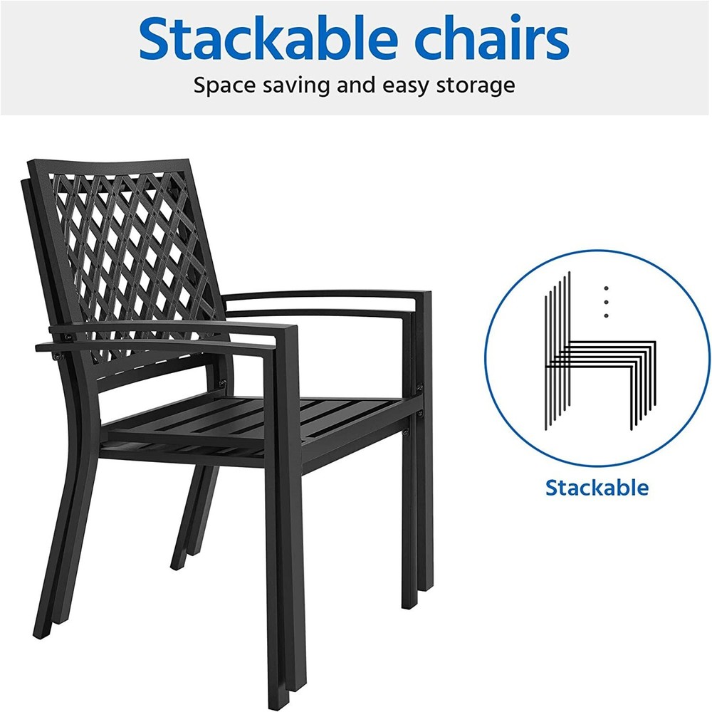 7 Piece Outdoor Dining Sets Patio Chairs Stackable Rectangular Table Patio Sets