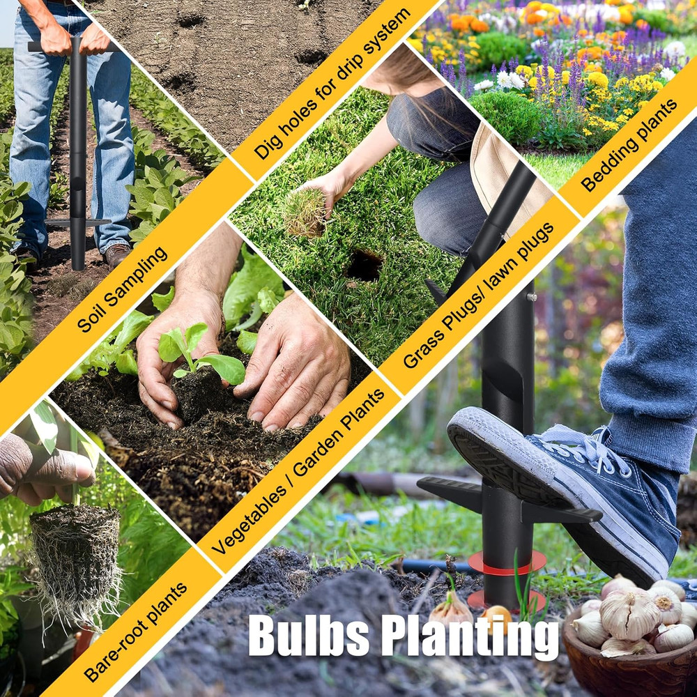 Bulb Planter Tool - 34" Long Handle Sod Plugger Lawn Plug Digger,Auto Plug Eject