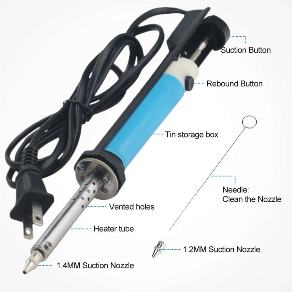Desoldering Suction Pump Electric 30W Tool with Multiple Tip Sizes for PCB Work