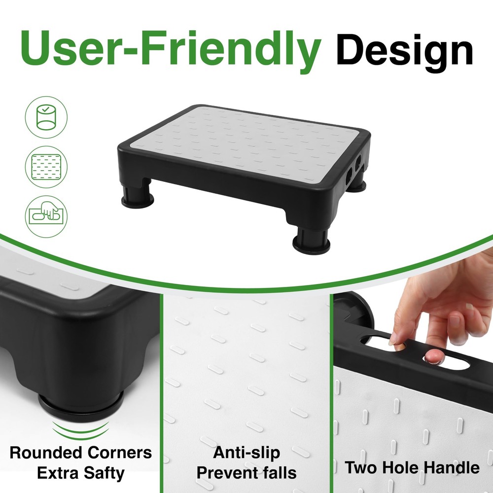 Adjustable Step Stool for Bed, Bathtub, Car and Kitchen, 4-Level Height 3.4"-...