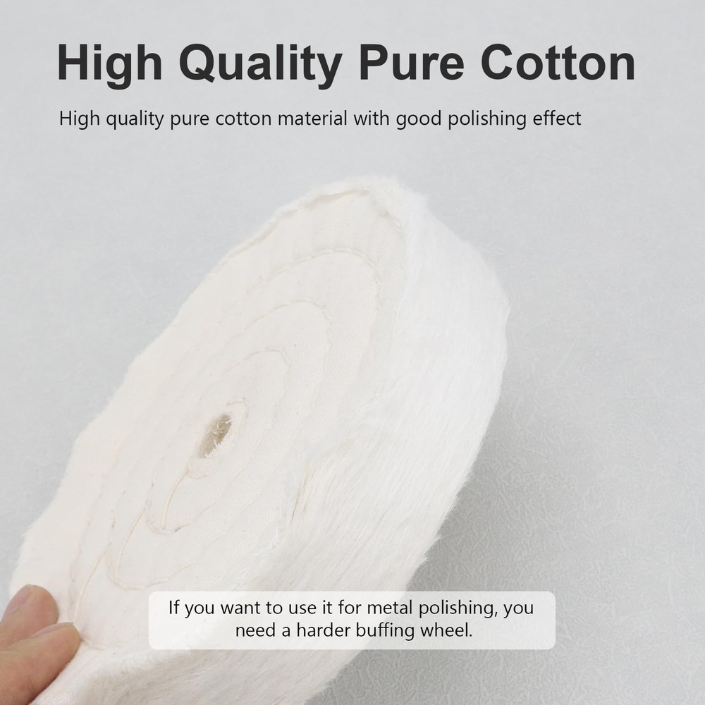 High-Efficiency 6" Buffing Wheel for Bench Grinder - Extra Thick Cotton - 2 PCS