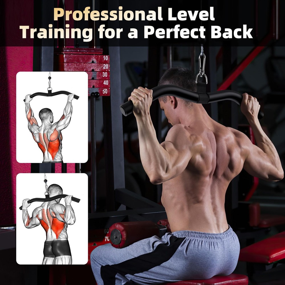 LAT Pull Down Attachment, Gym Tricep Rope Machine LAT Pulldown Bar, Strength ...