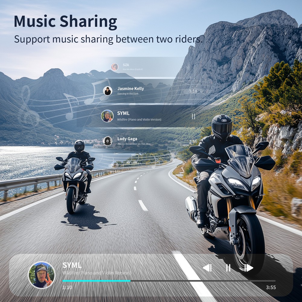 2x T1 Pro Motorcycle Intercom 6 Riders Group 2000m Bluetooth Helmet Headset