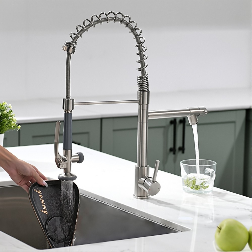 Kitchen Faucet Pull Down Sprayer Single Handle Commercial Double-Head Mixer Tap