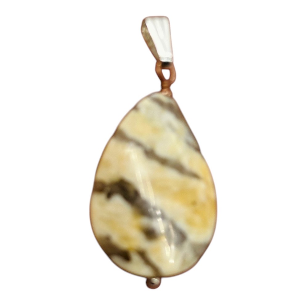 Ocean Jasper Teardrop Sterling Silver Pendant | 1 1/2" Long |