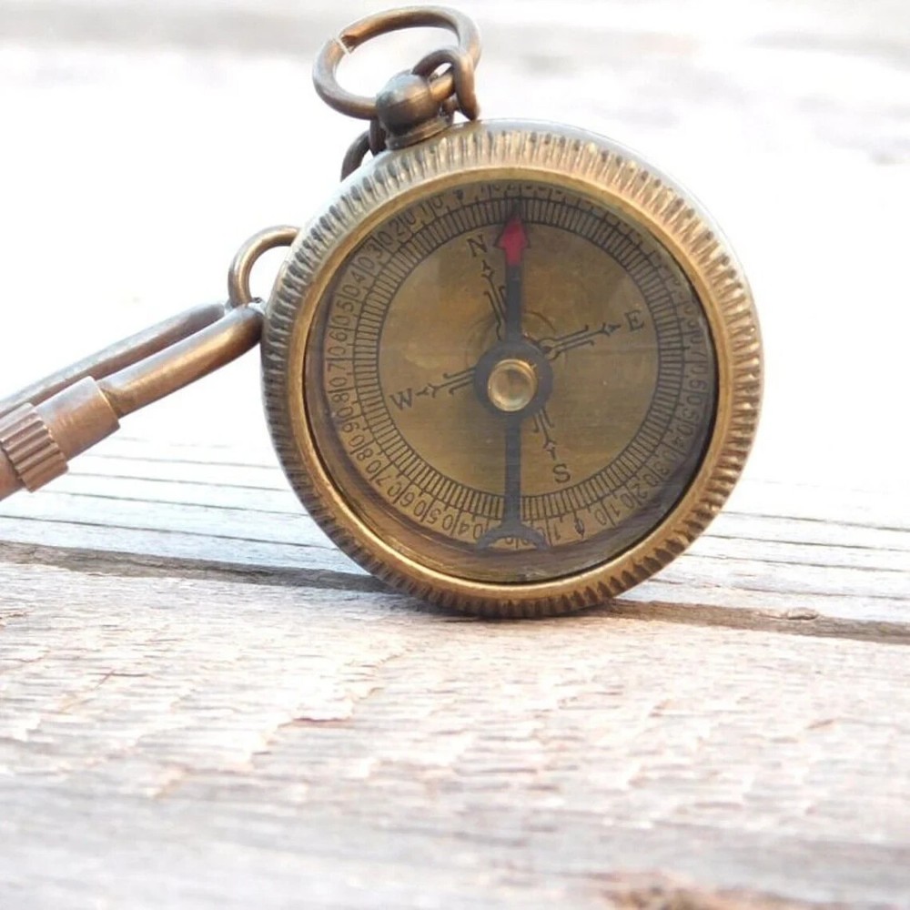 Compass Keychain - Personalized Compass - Engraved Compass - Brass Compass